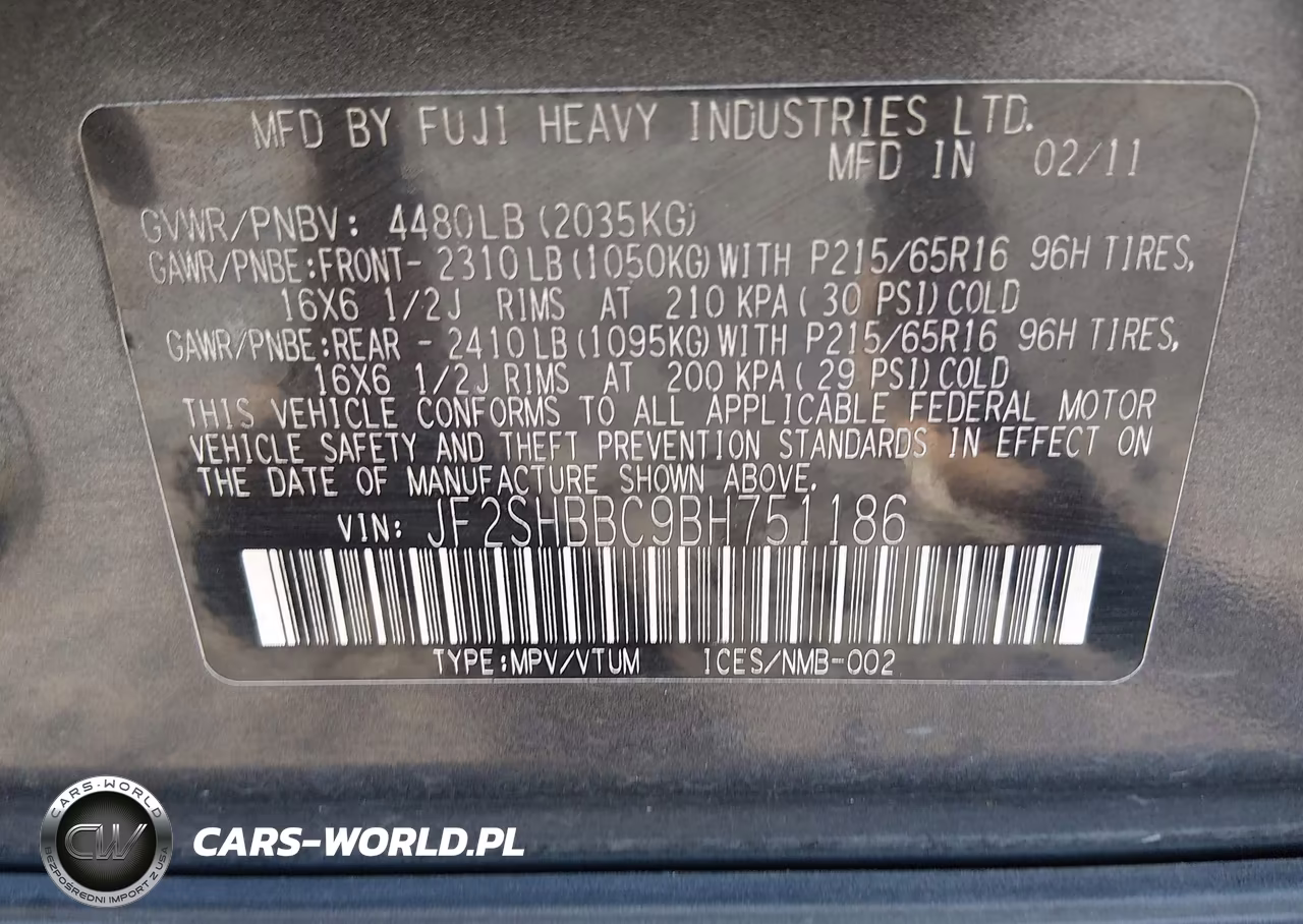 2011 Subaru Forester 2.5X VIN:JF2SHBBC9BH751186 - 9