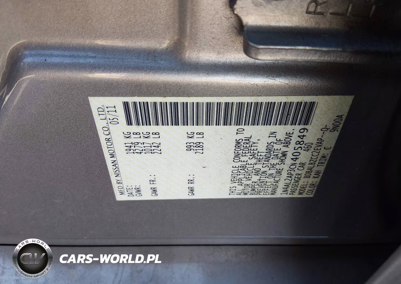 2012 Nissan Altima 2.5 S VIN:1N4AL2AP3CN405849 - 9