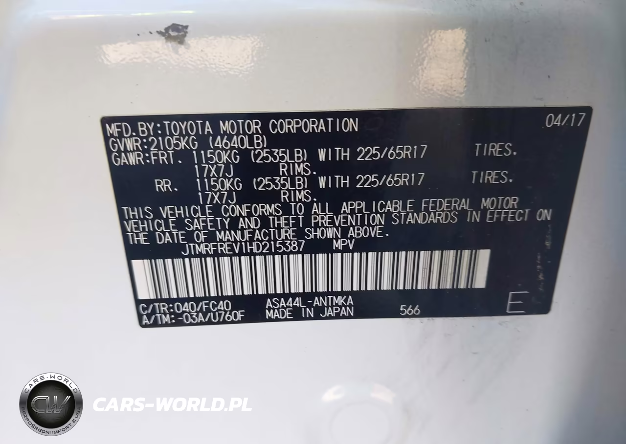 2017 Toyota Rav4 Xle VIN:JTMRFREV1HD215387 - 9