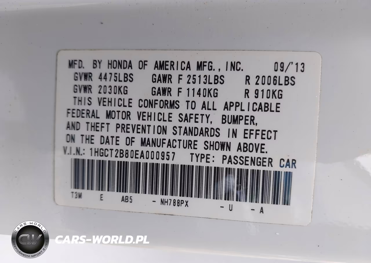 2014 Honda Accord Ex-L V-6 VIN:1HGCT2B80EA000957 - 9