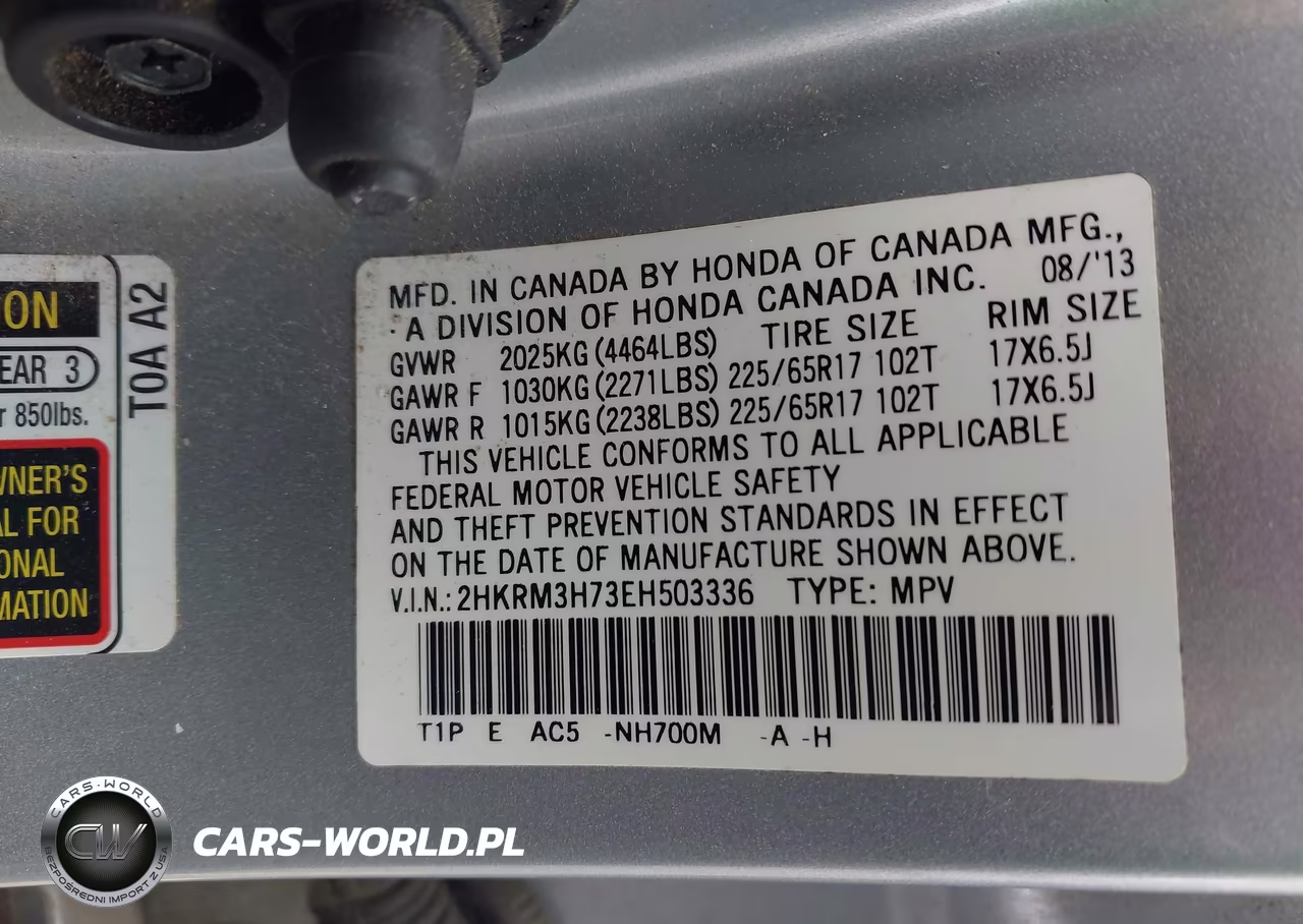 2014 Honda Cr-V Ex-L VIN:2HKRM3H73EH503336 - 9