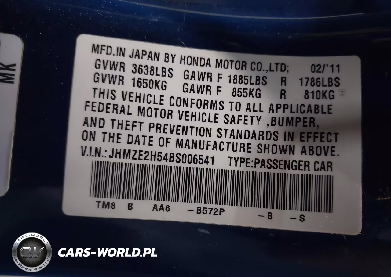 2011 Honda Insight Lx VIN:JHMZE2H54BS006541 - 9