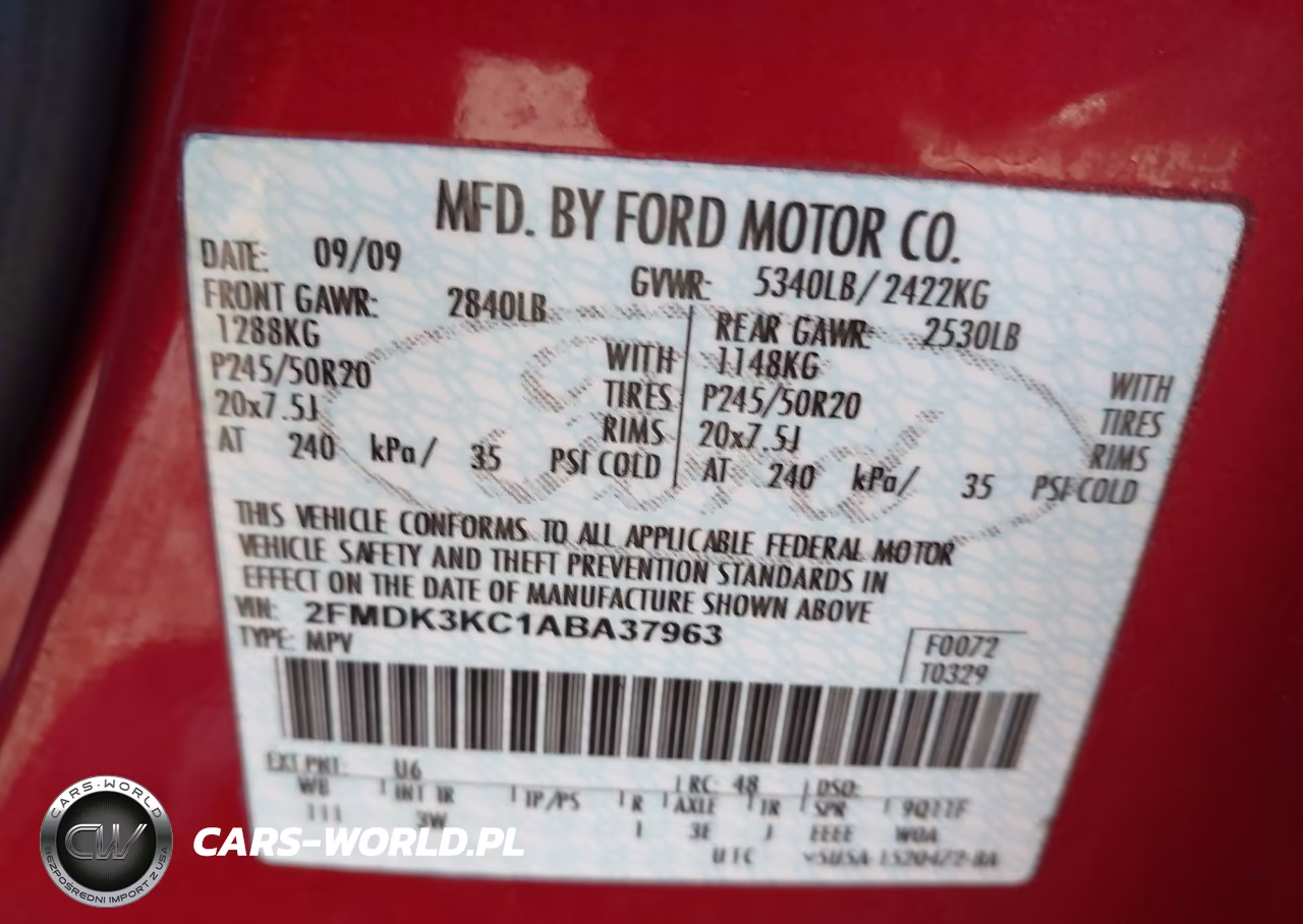 2010 Ford Edge Limited VIN:2FMDK3KC1ABA37963 - 9
