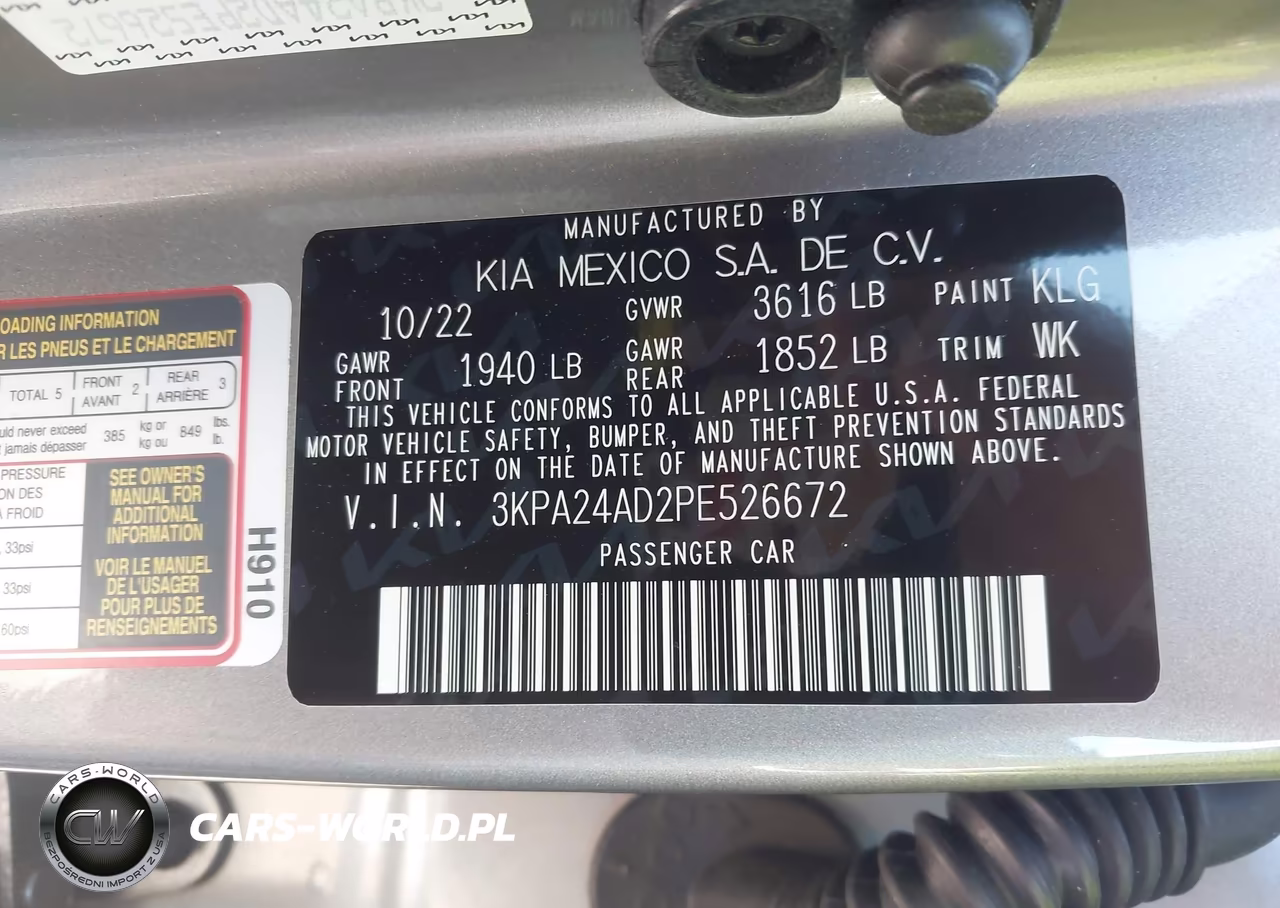 2023 Kia Rio S VIN:3KPA24AD2PE526672 - 9