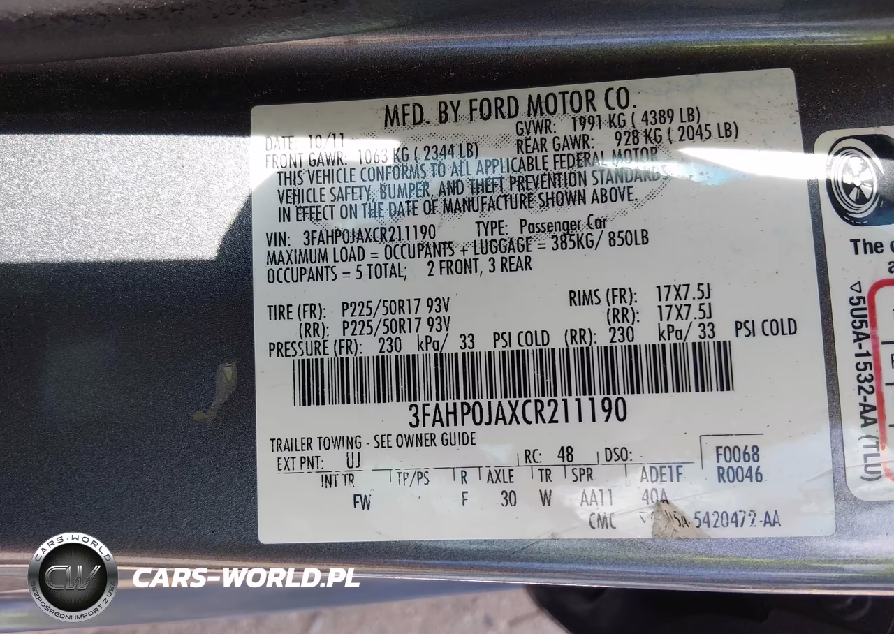 2012 Ford Fusion Sel VIN:3FAHP0JAXCR211190 - 9