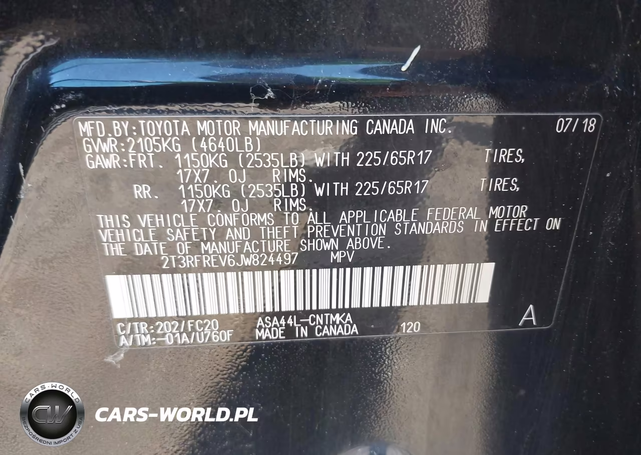 2018 Toyota Rav4 Xle VIN:2T3RFREV6JW824497 - 9