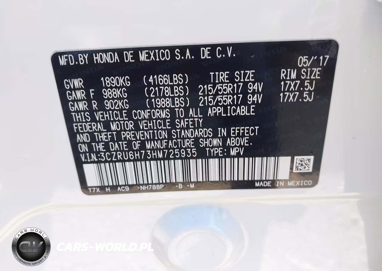 2017 Honda Hr-V Ex-L VIN:3CZRU6H73HM725935 - 9