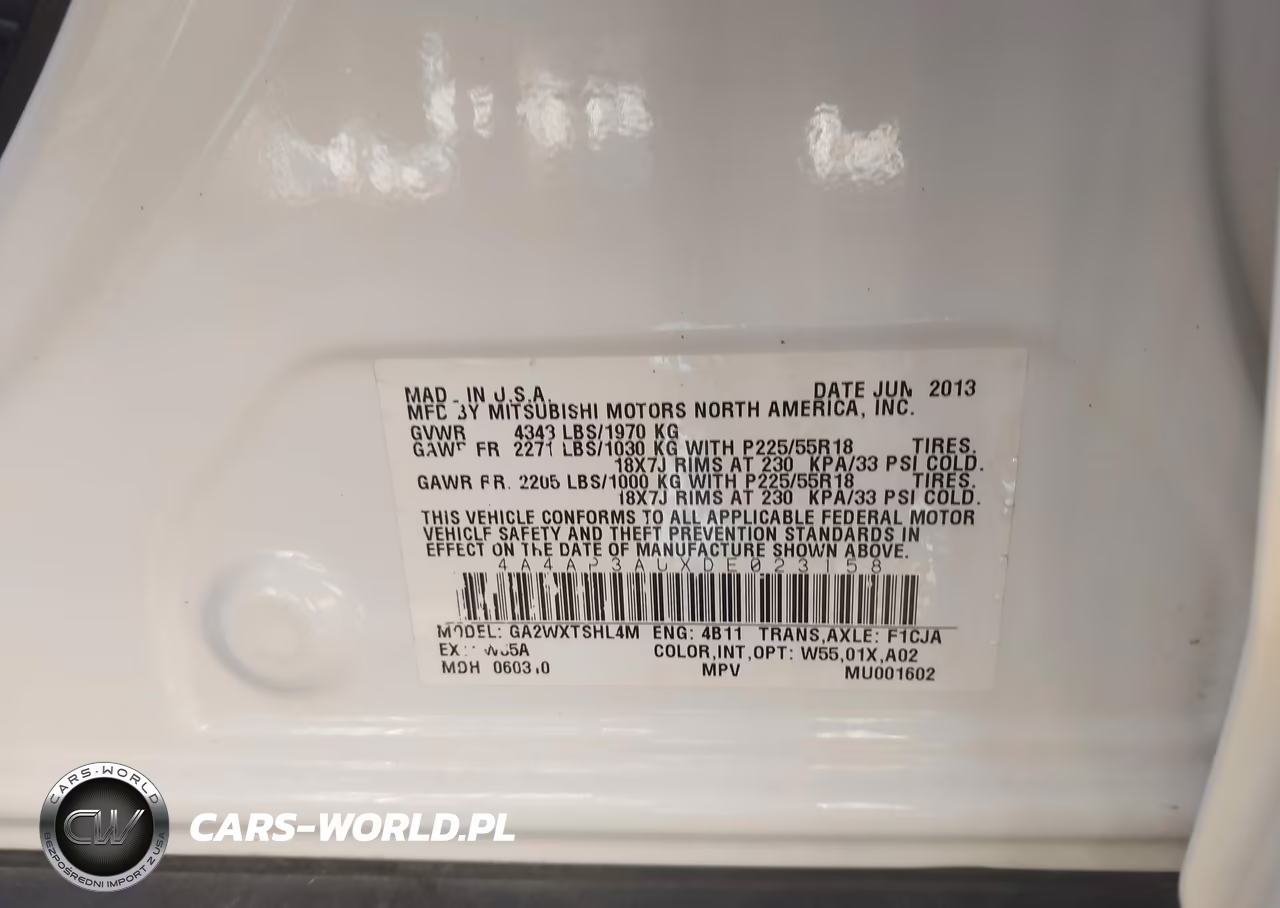 2013 Mitsubishi Outlander Sport Es VIN:4A4AP3AUXDE023158 - 9