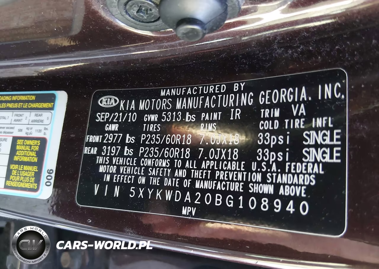 2011 Kia Sorento Sx V6 VIN:5XYKWDA20BG108940 - 9