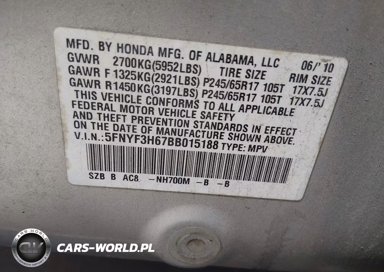2011 Honda Pilot Ex-L VIN:5FNYF3H67BB015188 - 9