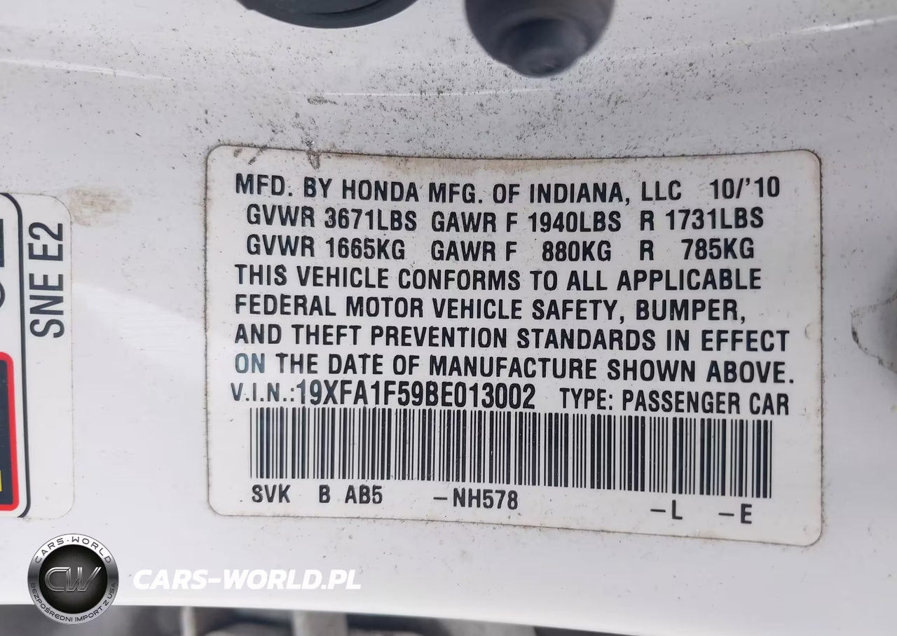 2011 Honda Civic Lx VIN:19XFA1F59BE013002 - 9