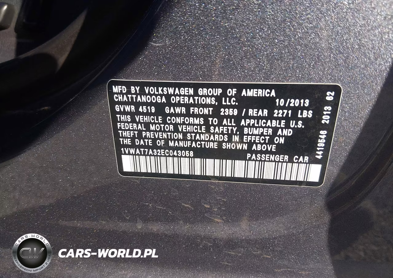 2014 Volkswagen Passat 1.8T Wolfsburg Edition VIN:1VWAT7A32EC043058 - 9