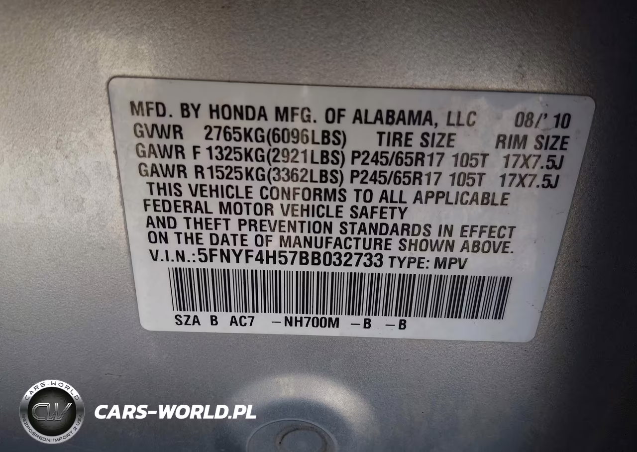 2011 Honda Pilot Ex-L VIN:5FNYF4H57BB032733 - 9