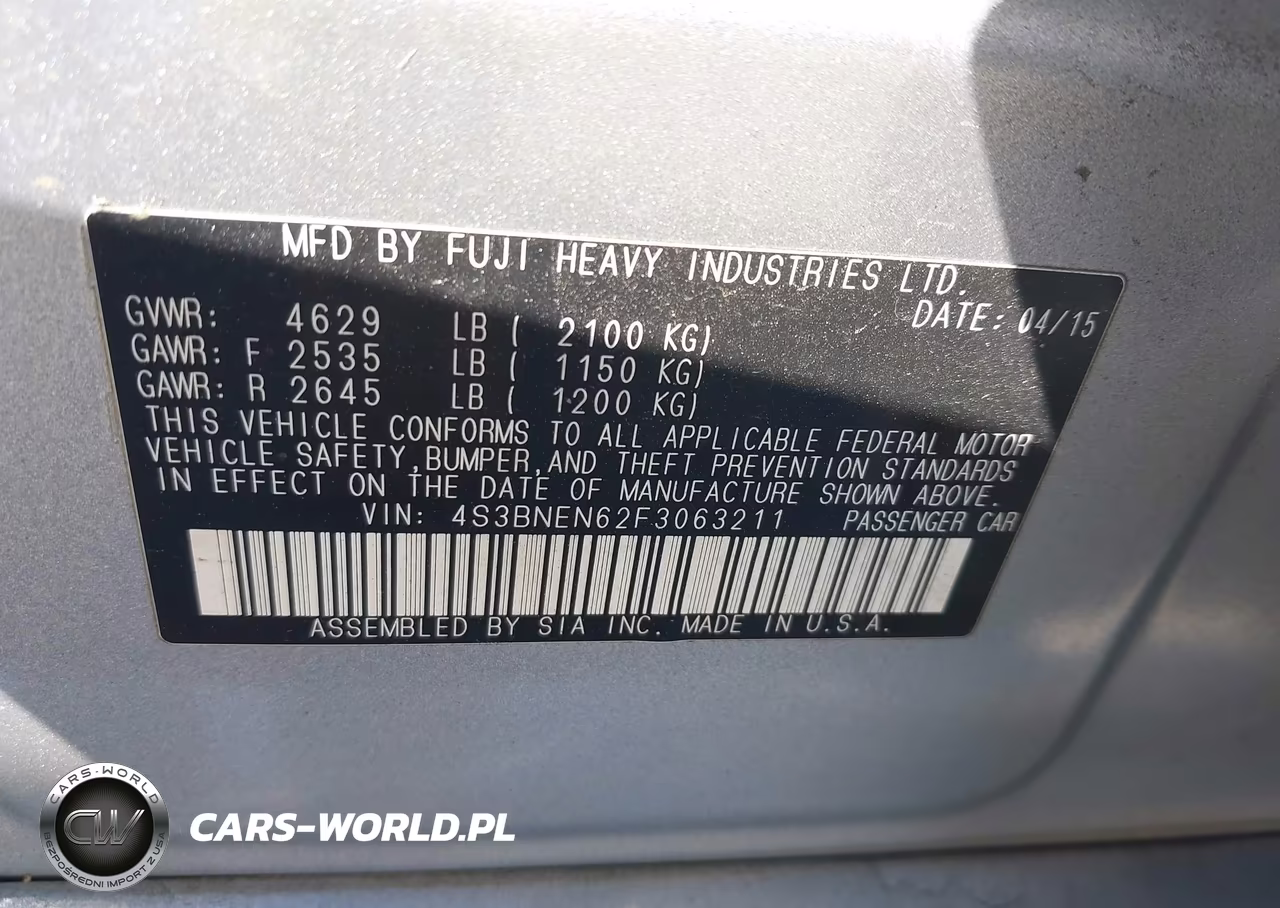 2015 Subaru Legacy 3.6R Limited VIN:4S3BNEN62F3063211 - 9