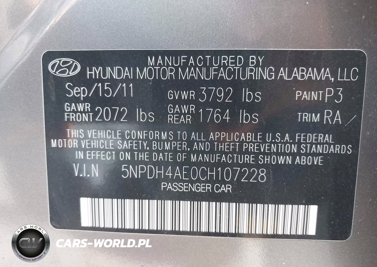 2012 Hyundai Elantra Gls VIN:5NPDH4AE0CH107228 - 9