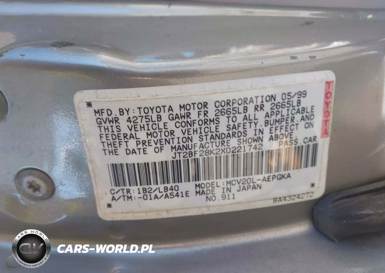 1999 Toyota Camry Xle V6 VIN:JT2BF28K2X0221742 - 9