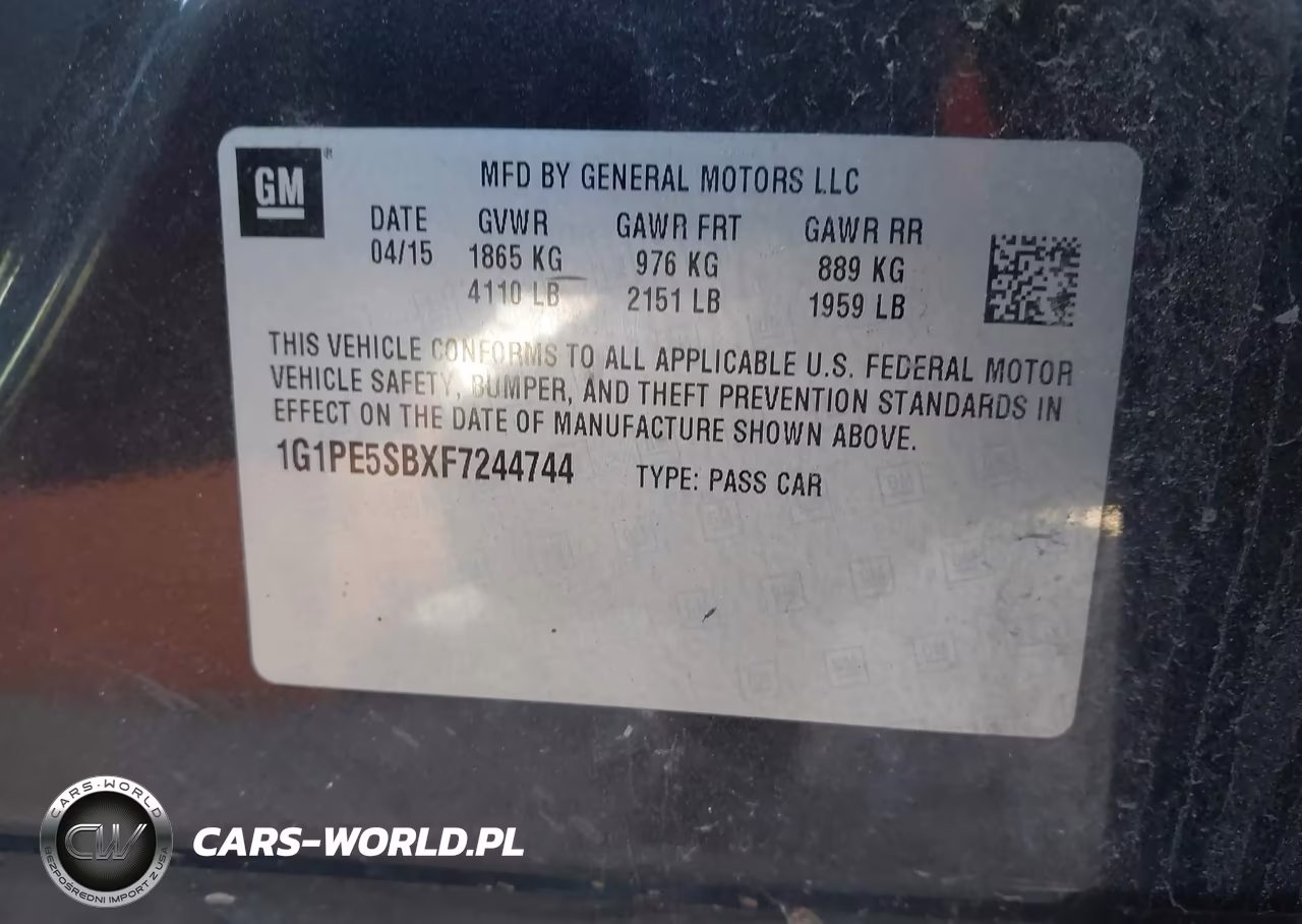2015 Chevrolet Cruze 2Lt Auto VIN:1G1PE5SBXF7244744 - 9