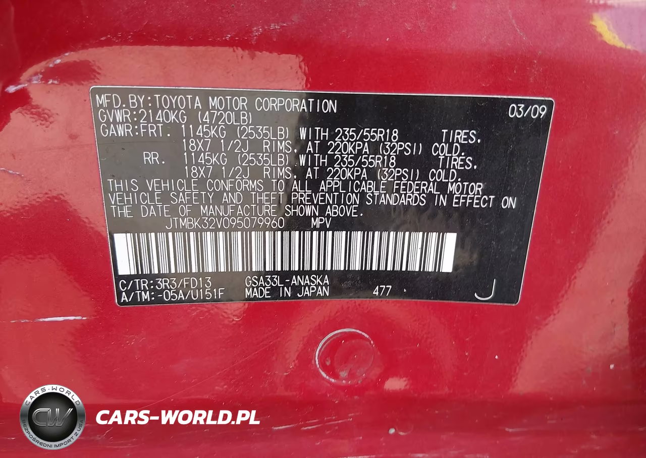 2009 Toyota Rav4 Sport V6 VIN:JTMBK32V095079960 - 9