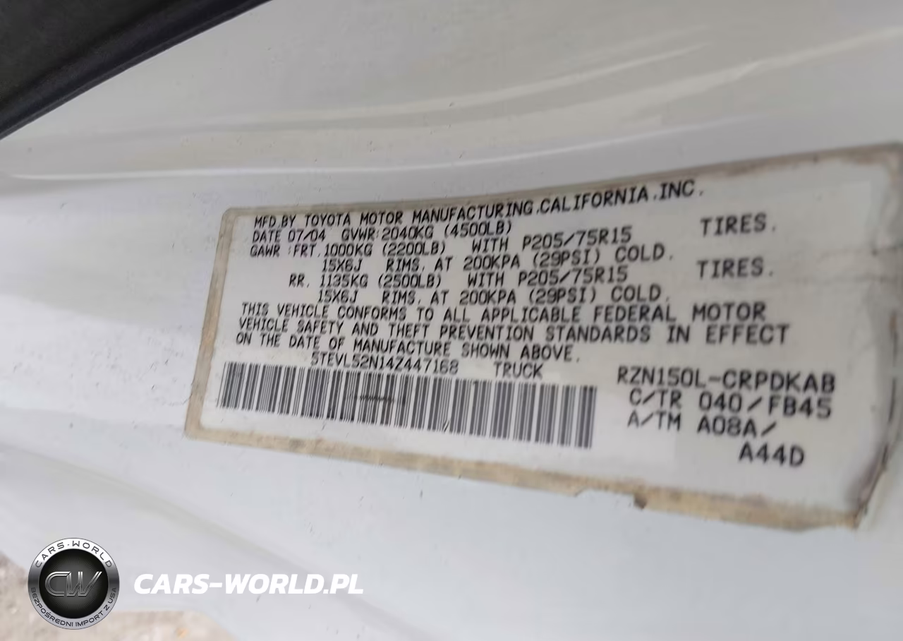 2004 Toyota Tacoma VIN:5TEVL52N14Z447168 - 9