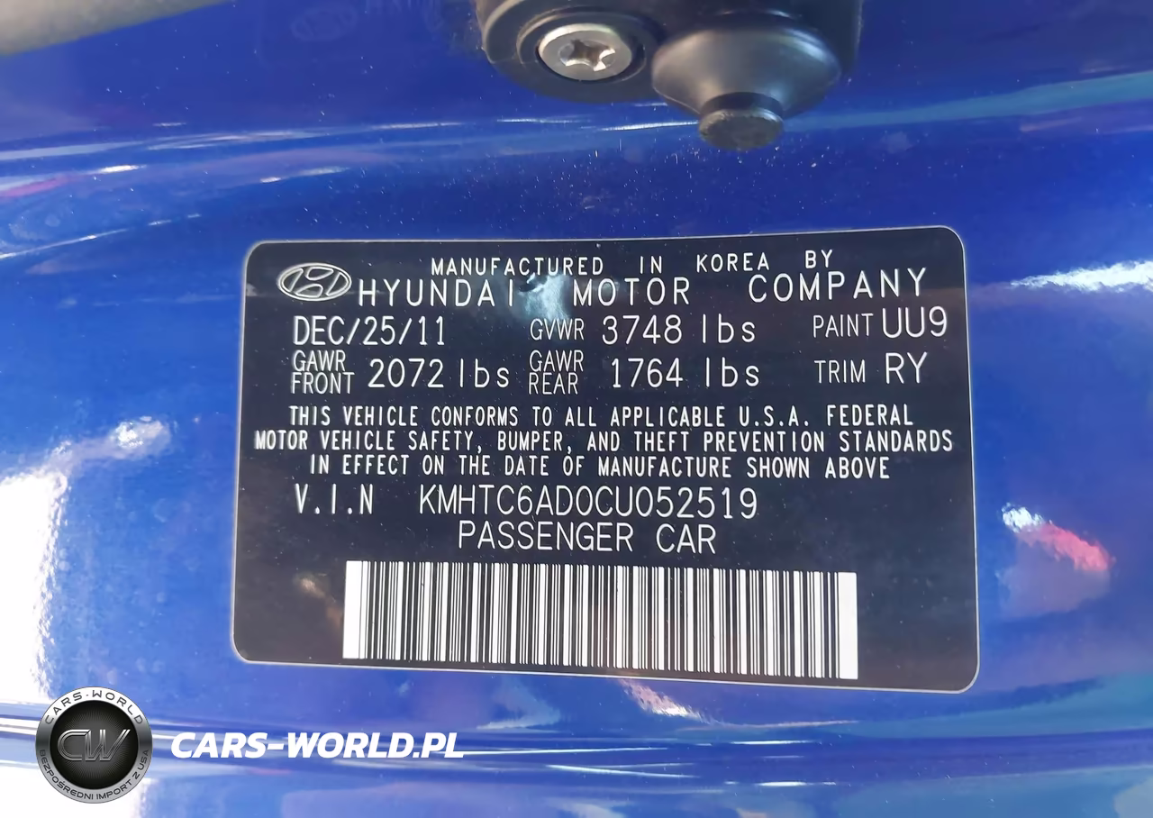 2012 Hyundai Veloster Base W-Gray VIN:KMHTC6AD0CU052519 - 9