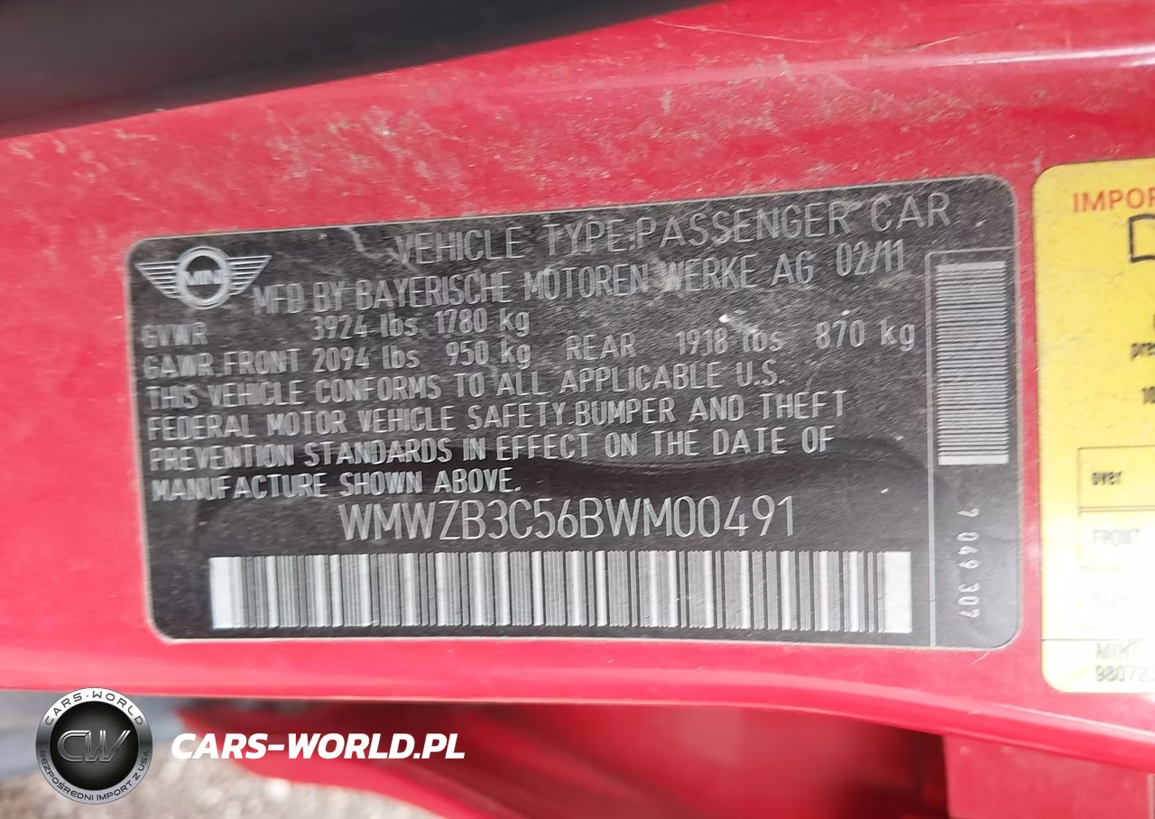 2011 Mini Cooper Countryman VIN:WMWZB3C56BWM00491 - 9