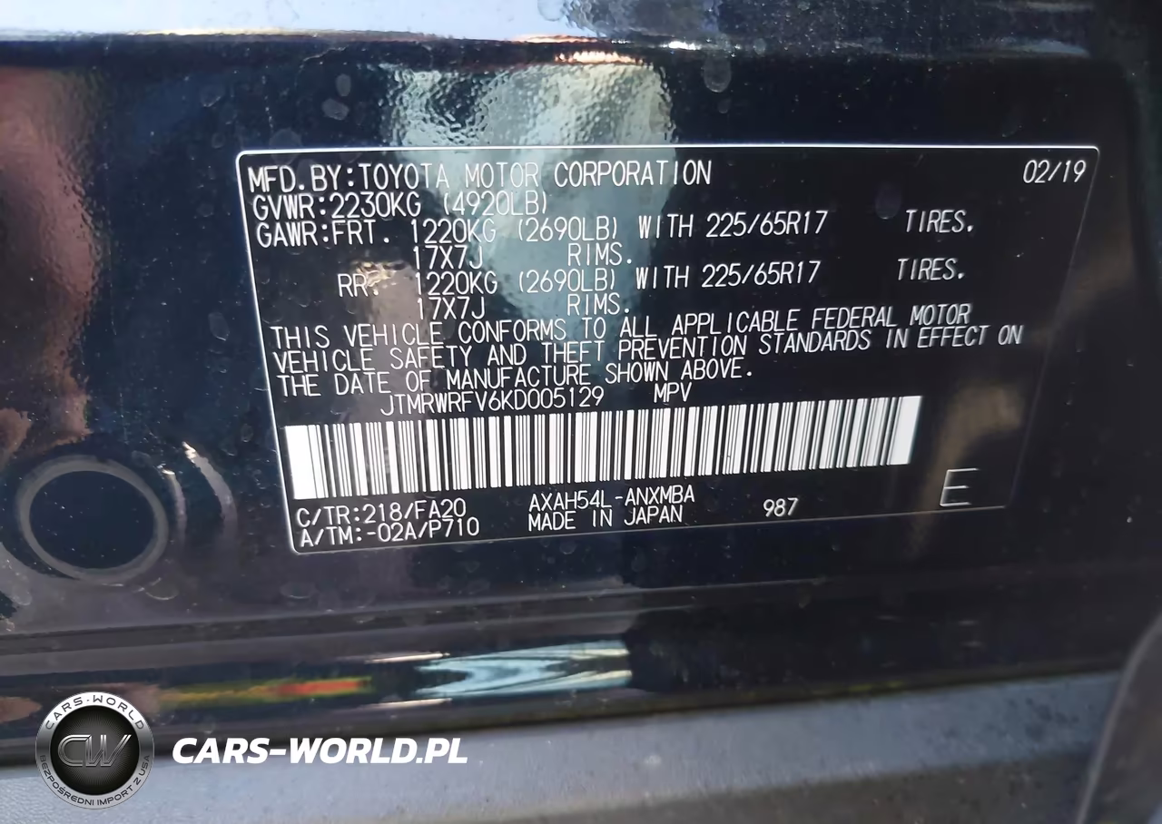 2019 Toyota Rav4 Hybrid Xle VIN:JTMRWRFV6KD005129 - 9