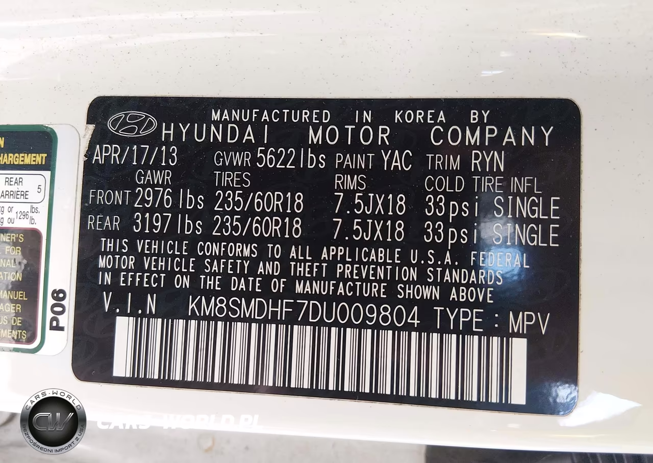 2013 Hyundai Santa Fe Gls VIN:KM8SMDHF7DU009804 - 9