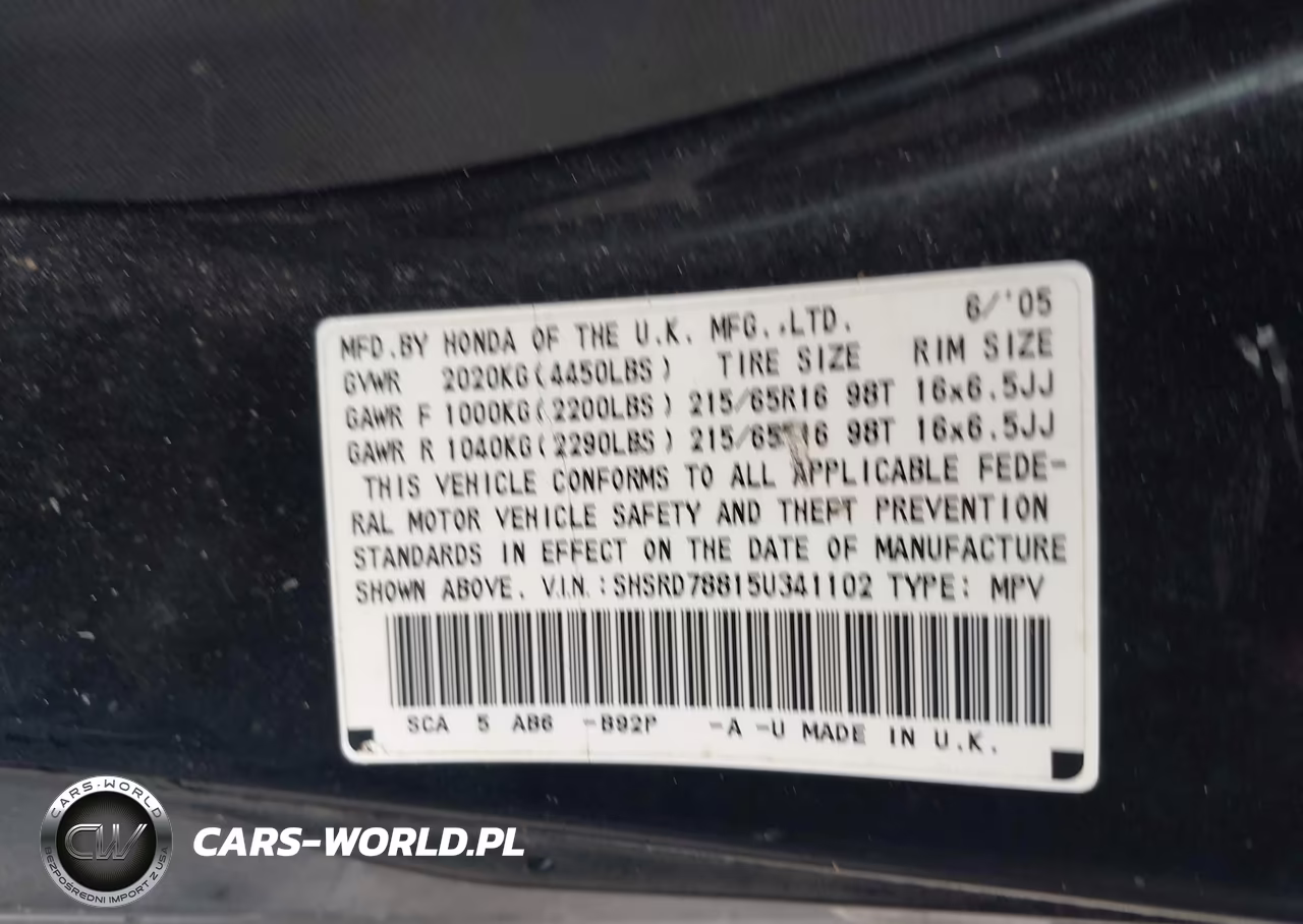 2005 Honda Cr-V Ex VIN:SHSRD78815U341102 - 9