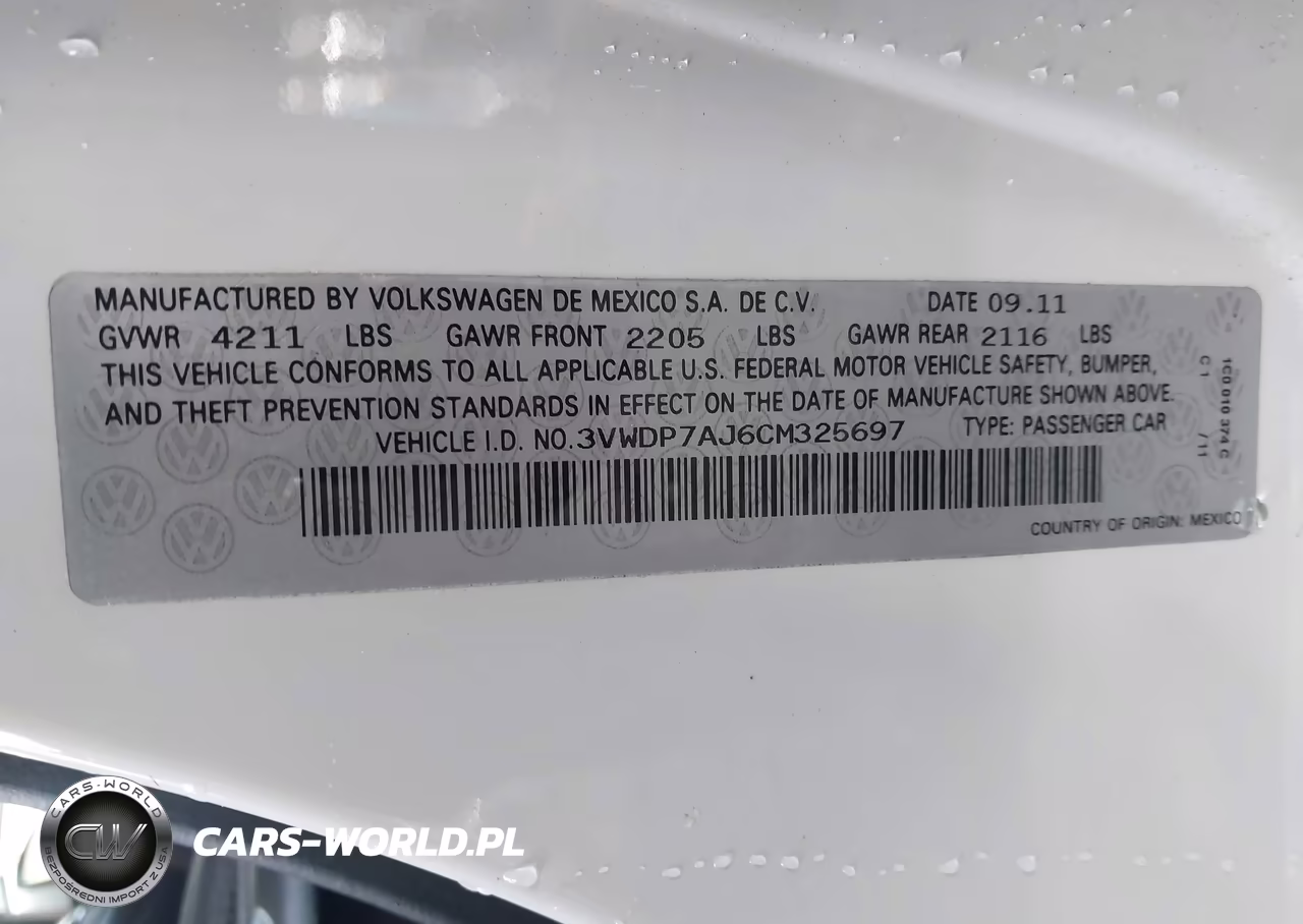 2012 Volkswagen Jetta 2.5L Se VIN:3VWDP7AJ6CM325697 - 9
