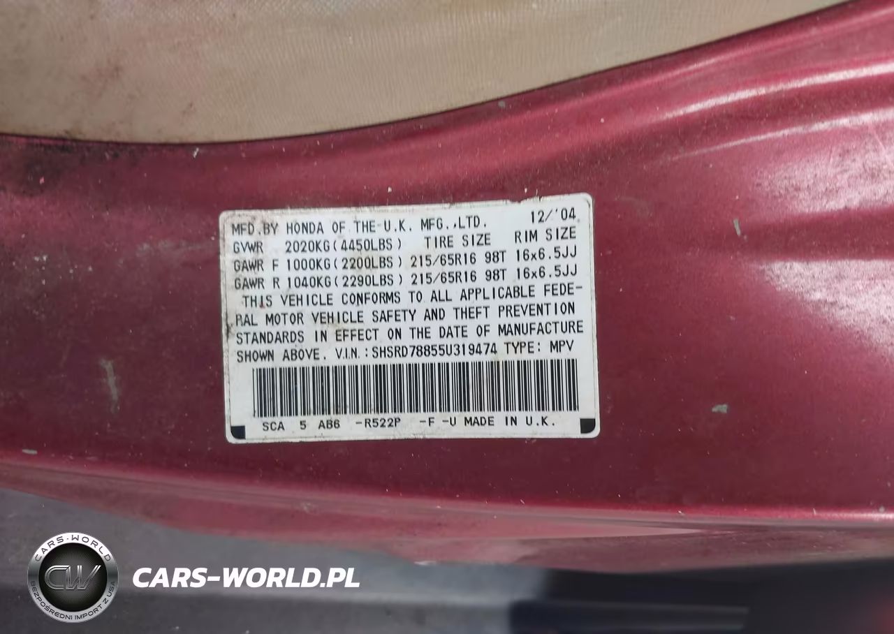 2005 Honda Cr-V Ex VIN:SHSRD78855U319474 - 9