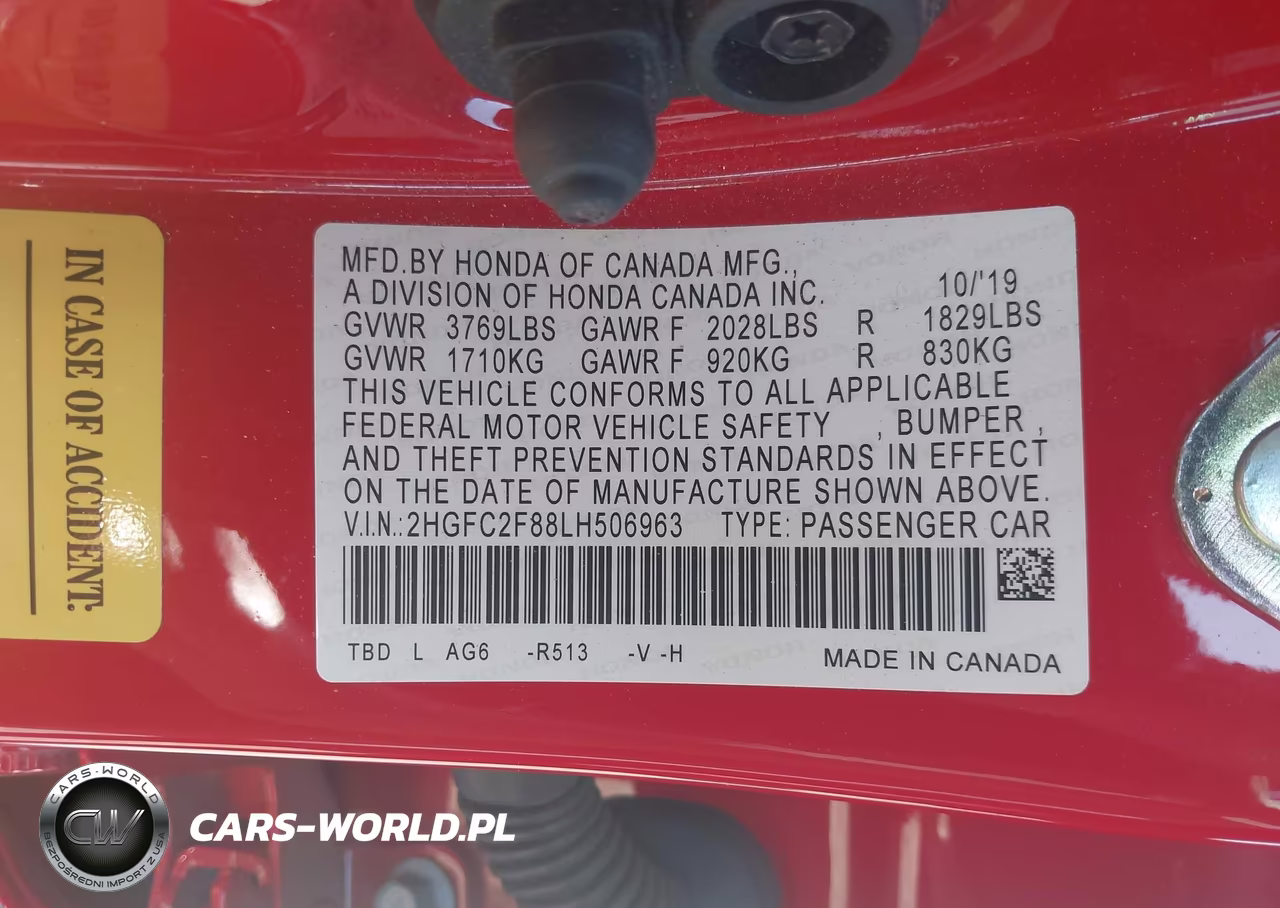 2020 Honda Civic Sport VIN:2HGFC2F88LH506963 - 9