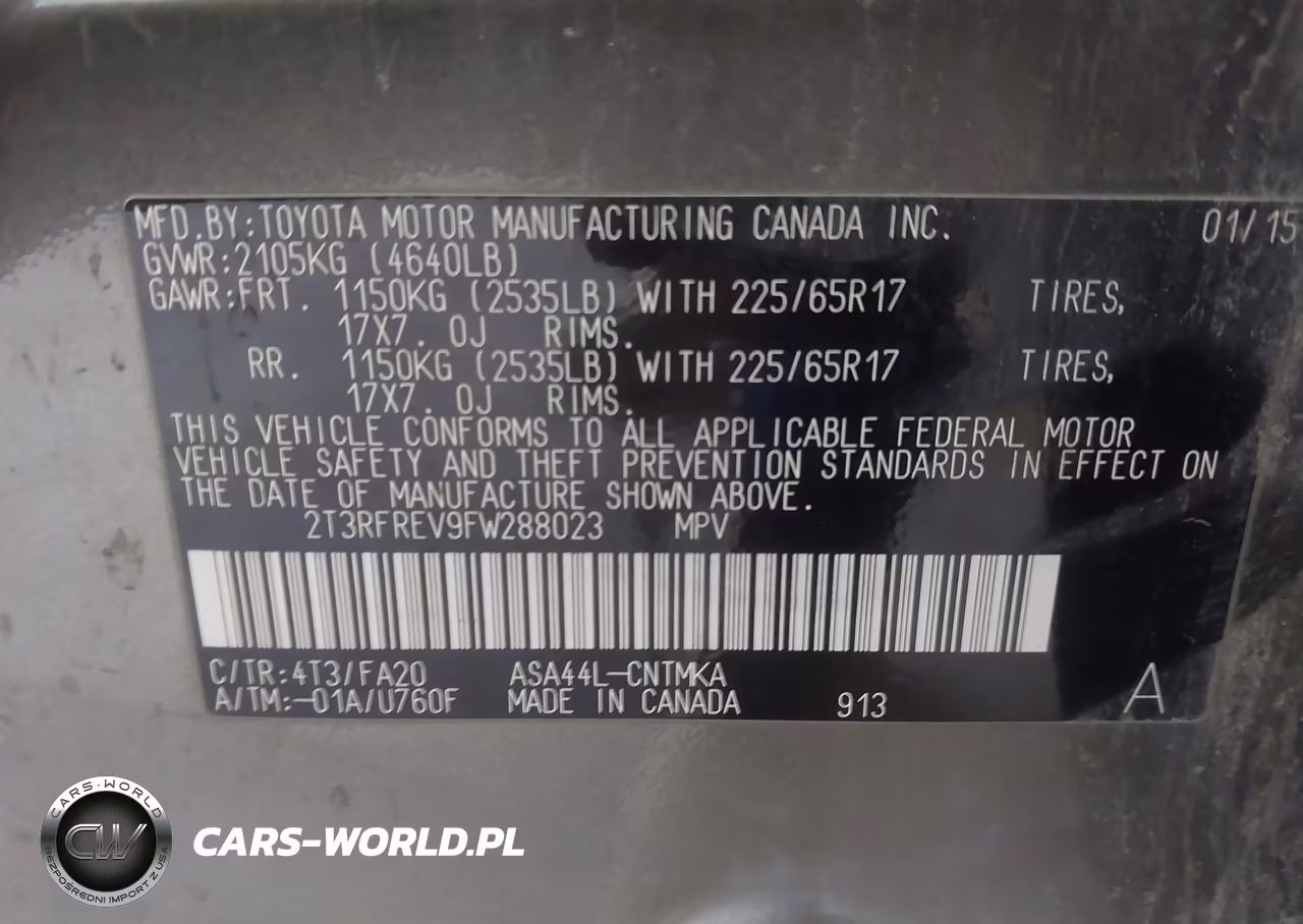 2015 Toyota Rav4 Xle VIN:2T3RFREV9FW288023 - 9