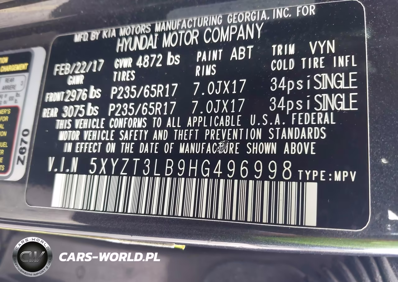 2017 Hyundai Santa Fe Sport 2.4L VIN:5XYZT3LB9HG496998 - 9