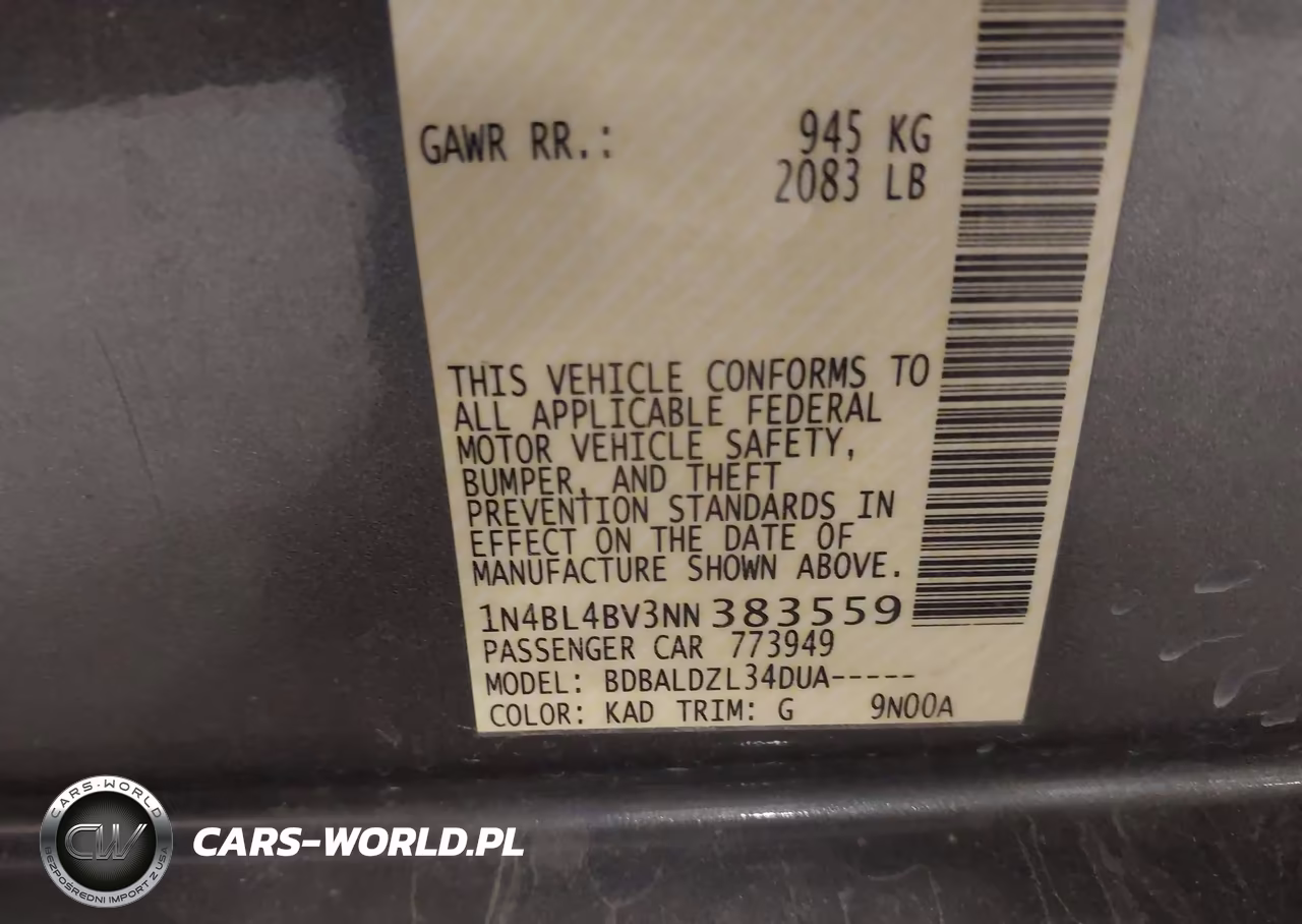 2022 Nissan Altima S Fwd VIN:1N4BL4BV3NN383559 - 9