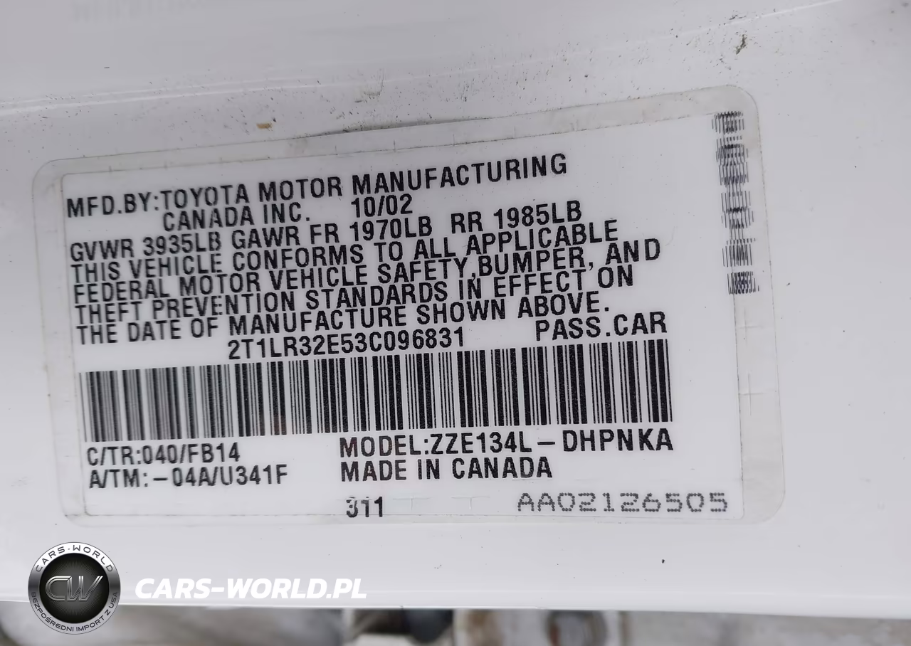 2003 Toyota Matrix Xr VIN:2T1LR32E53C096831 - 9