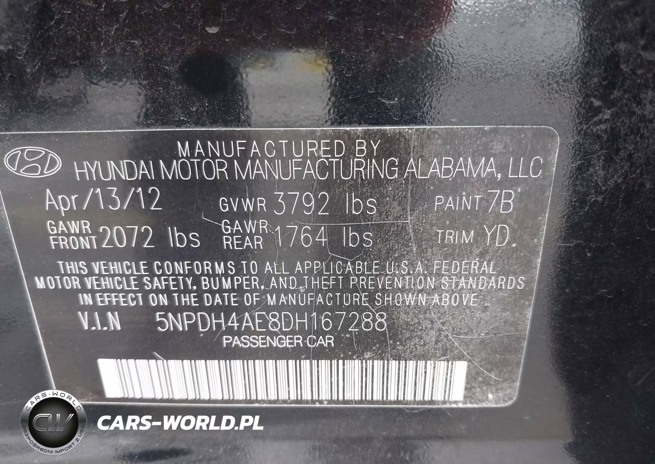 2013 Hyundai Elantra Gls VIN:5NPDH4AE8DH167288 - 9