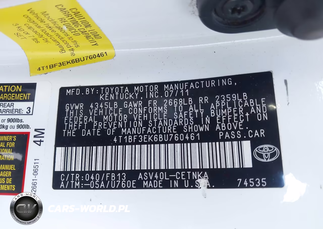 2011 Toyota Camry Le VIN:4T1BF3EK6BU760461 - 9