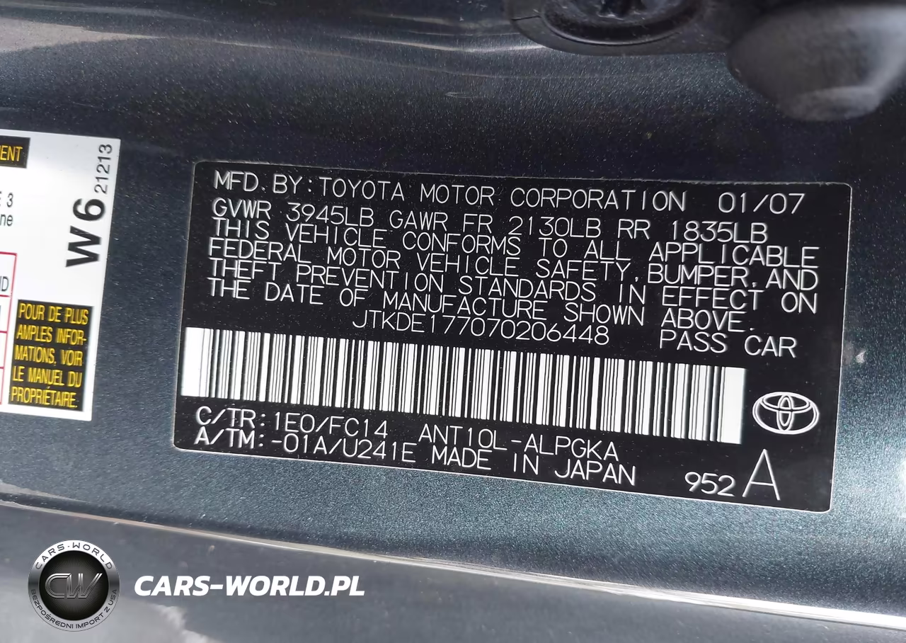 2007 Scion Tc VIN:JTKDE177070206448 - 9