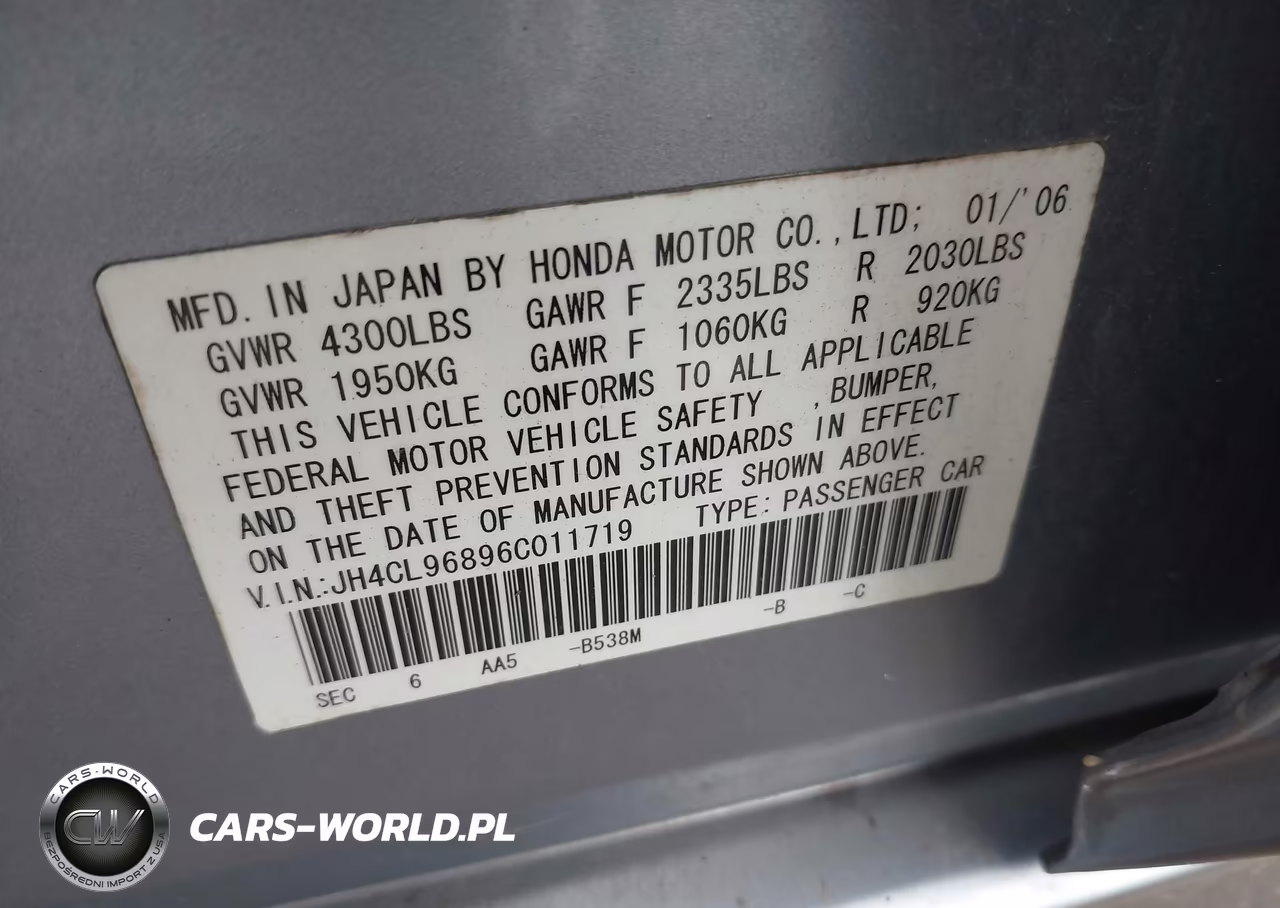 2006 Acura Tsx VIN:JH4CL96896C011719 - 9