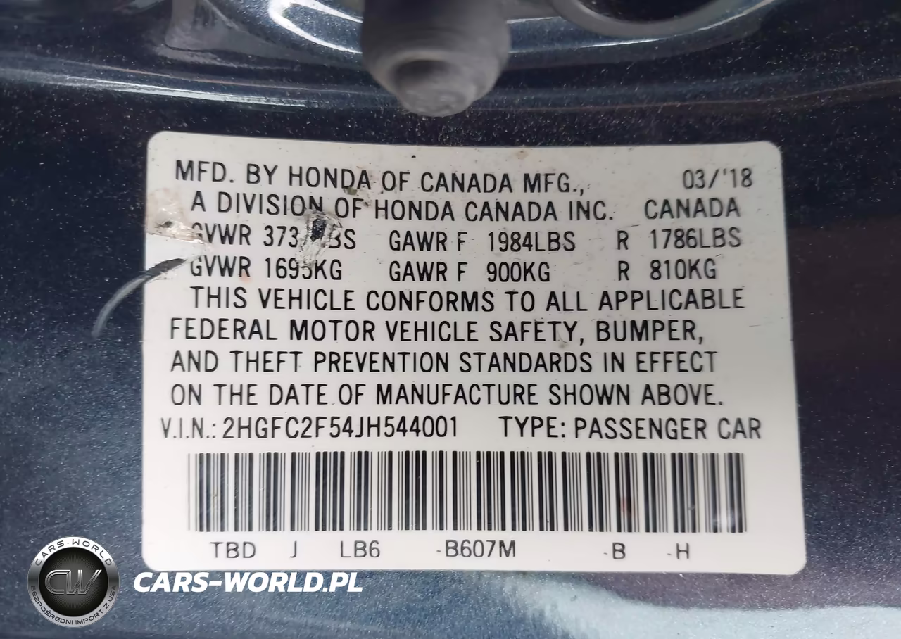 2018 Honda Civic Lx VIN:2HGFC2F54JH544001 - 9