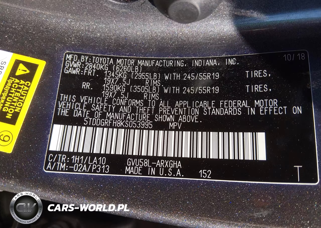 2019 Toyota Highlander Hybrid Limited Platinum VIN:5TDDGRFH8KS053995 - 9