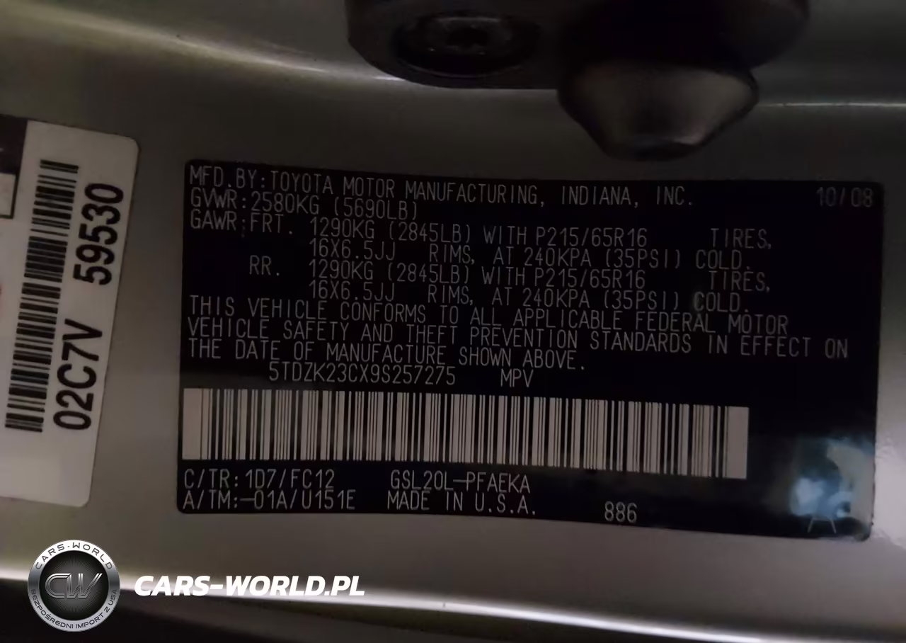 2009 Toyota Sienna Le VIN:5TDZK23CX9S257275 - 9