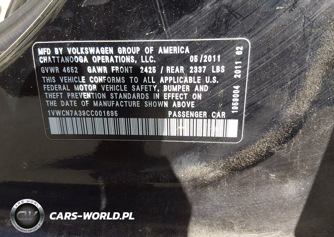 2012 Volkswagen Passat 2.0L Tdi Sel Premium VIN:1VWCN7A39CC001695 - 9