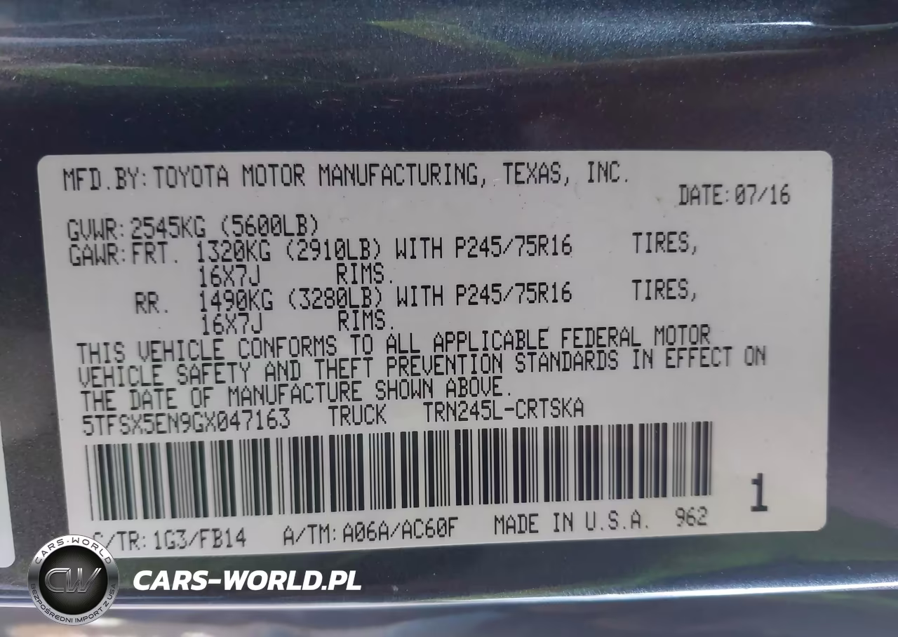 2016 Toyota Tacoma Sr VIN:5TFSX5EN9GX047163 - 9
