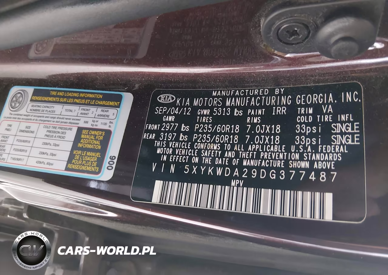 2013 Kia Sorento Sx V6 VIN:5XYKWDA29DG377487 - 9