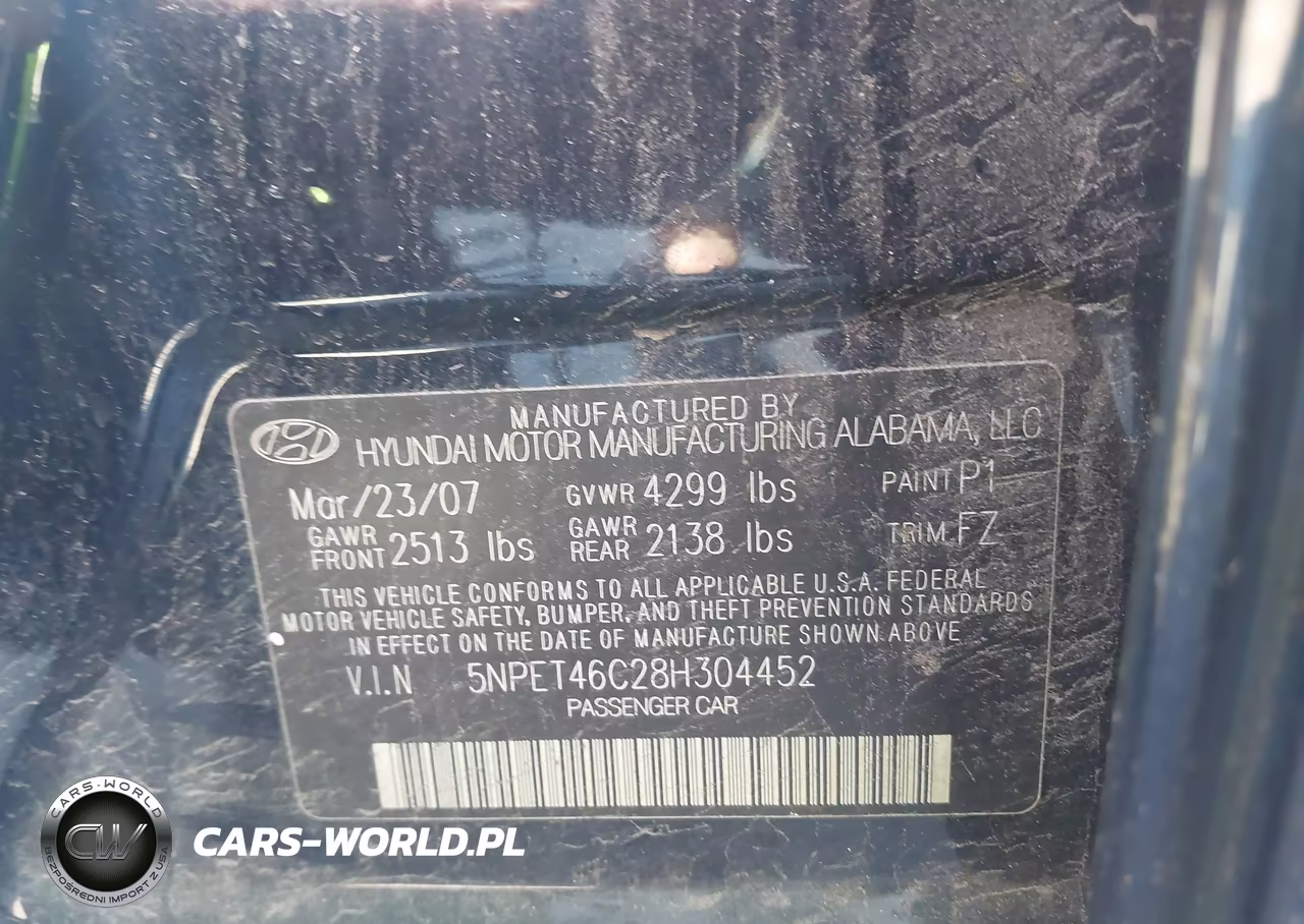 2008 Hyundai Sonata Gls VIN:5NPET46C28H304452 - 9