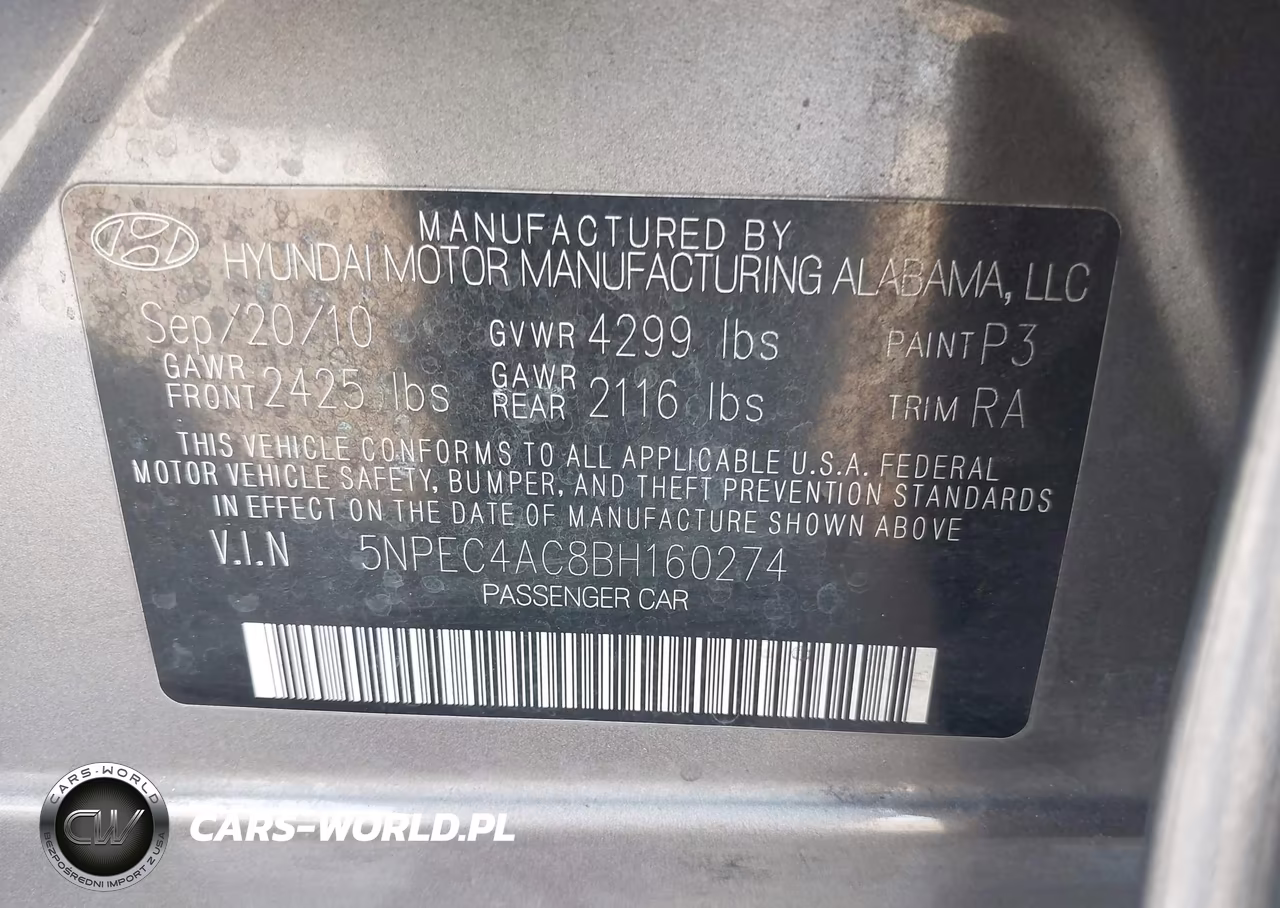 2011 Hyundai Sonata Limited VIN:5NPEC4AC8BH160274 - 9