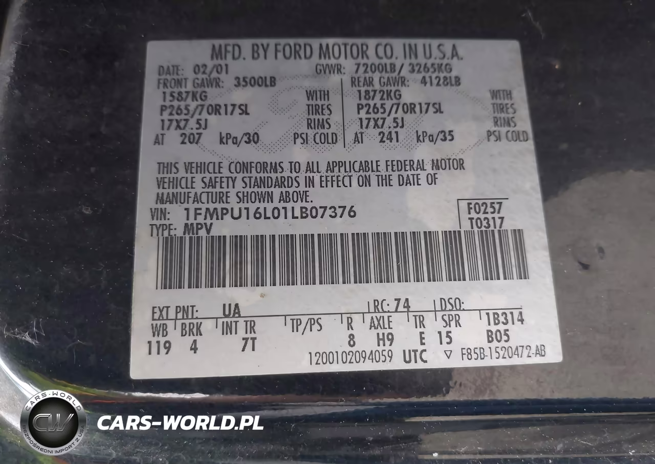 2001 Ford Expedition Xlt VIN:1FMPU16L01LB07376 - 9