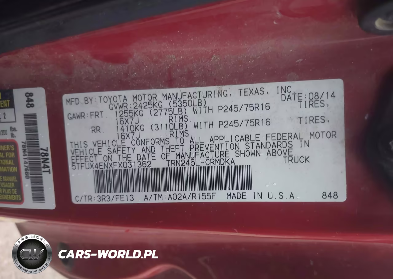 2015 Toyota Tacoma Access Cab VIN:5TFUX4ENXFX031362 - 9