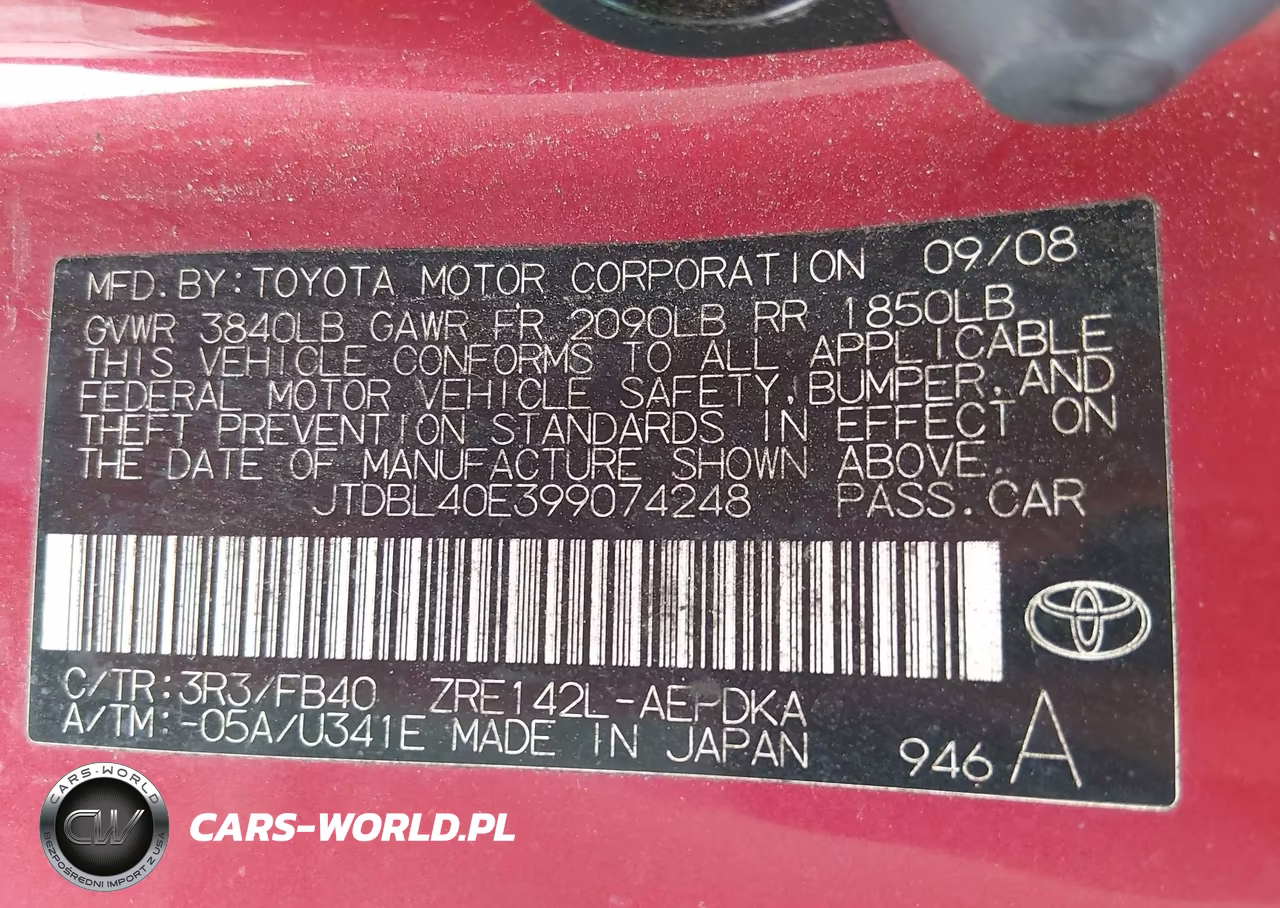 2009 Toyota Corolla Le VIN:JTDBL40E399074248 - 9